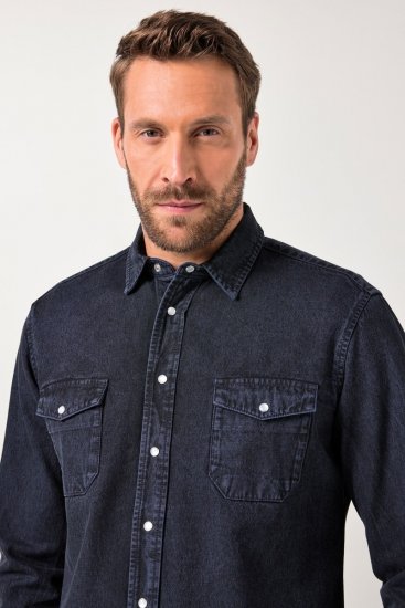 JP1880 Denim Shirt Flexnamic Long Sleeve Navy - Marškiniai - Marškiniai - 2XL-8XL