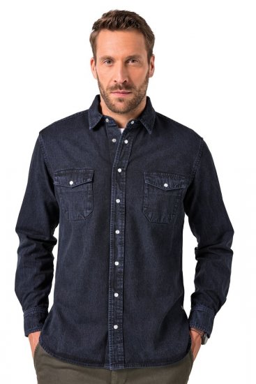 JP1880 Denim Shirt Flexnamic Long Sleeve Navy - Marškiniai - Marškiniai - 2XL-8XL