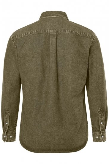 JP1880 Denim Shirt Long Sleeve Olive Green - Marškiniai - Marškiniai - 2XL-8XL