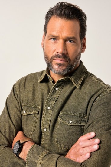 JP1880 Denim Shirt Long Sleeve Olive Green - Marškiniai - Marškiniai - 2XL-8XL