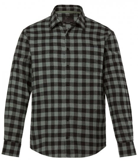 JP1880 Checked Flannel Shirt Long Sleeve Eucalyptus Green - Marškiniai - Marškiniai - 2XL-8XL