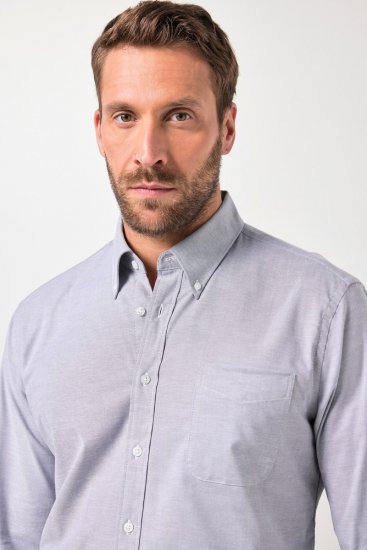JP1880 Oxford Shirt Flexnamic Long Sleeve Grey - Marškiniai - Marškiniai - 2XL-8XL