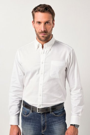 JP1880 Oxford Shirt Flexnamic Long Sleeve Snow White - Marškiniai - Marškiniai - 2XL-8XL