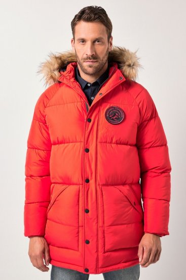 JP1880 Parka Quilted Faux Fur Hood Red - Didelės vyriškos striukės - Didelės vyriškos striukės