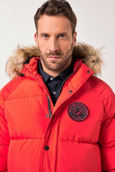 JP1880 Parka Quilted Faux Fur Hood Red - Didelės vyriškos striukės - Didelės vyriškos striukės