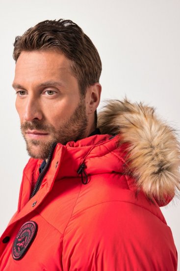 JP1880 Parka Quilted Faux Fur Hood Red - Didelės vyriškos striukės - Didelės vyriškos striukės