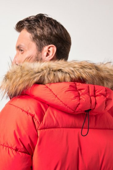 JP1880 Parka Quilted Faux Fur Hood Red - Didelės vyriškos striukės - Didelės vyriškos striukės