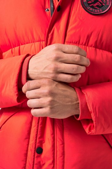 JP1880 Parka Quilted Faux Fur Hood Red - Didelės vyriškos striukės - Didelės vyriškos striukės