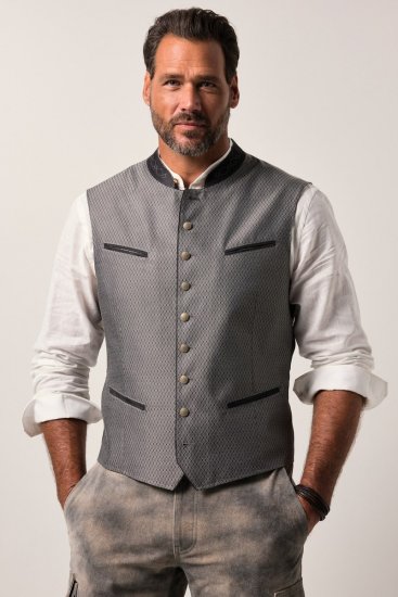 JP1880 Vest Traditional With Embroidery Silver - Trachten & Oktoberfest - Oktoberfest apranga didelių dydžių (Trachten)