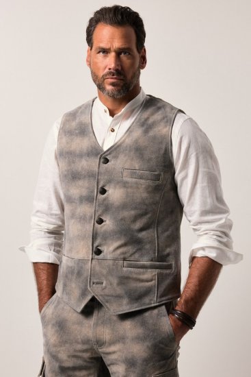 JP1880 Vest Traditional Cowhide Graphite Grey - Trachten & Oktoberfest - Oktoberfest apranga didelių dydžių (Trachten)