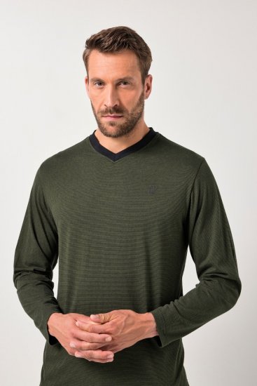 JP1880 Pyjamas Two-piece Striped Dark Green - Apatinis trikotažas ir plaukimo apranga - Apatinis trikotažas - 2XL-8XL