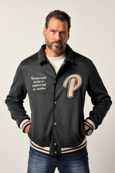 JP1880 Blouson Velour with Chest Embroidery Dark Green - Didelės vyriškos striukės - Didelės vyriškos striukės