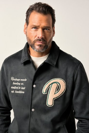 JP1880 Blouson Velour with Chest Embroidery Dark Green - Didelės vyriškos striukės - Didelės vyriškos striukės