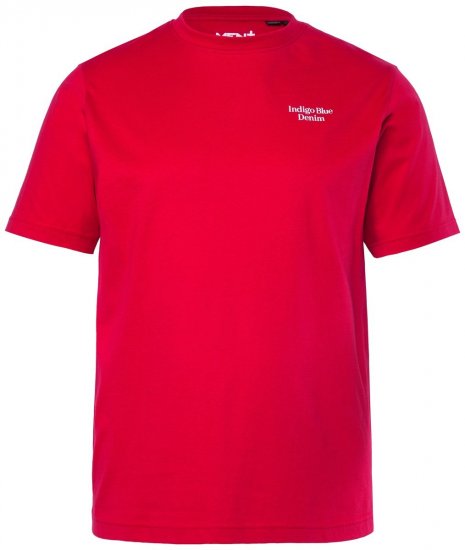 Men+ 500 Marškinėliai Indigo Blue Denim Tamsiai raudona - Marškinėliai - Marškinėliai - 2XL-14XL
