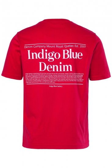 Men+ 500 Marškinėliai Indigo Blue Denim Tamsiai raudona - Marškinėliai - Marškinėliai - 2XL-14XL