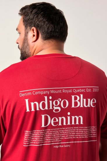 Men+ 500 Marškinėliai Indigo Blue Denim Tamsiai raudona - Marškinėliai - Marškinėliai - 2XL-14XL