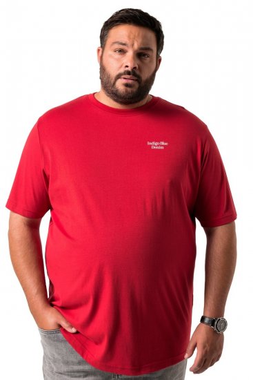 Men+ 500 Marškinėliai Indigo Blue Denim Tamsiai raudona - Marškinėliai - Marškinėliai - 2XL-14XL
