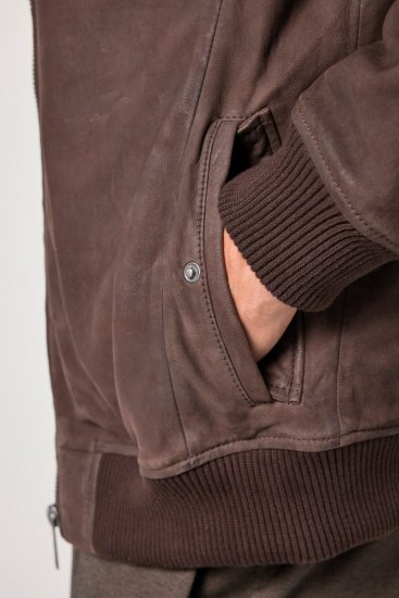 JP1880 Jacket Buffed Nubuck Lamb Leather Brown - Didelės vyriškos striukės - Didelės vyriškos striukės