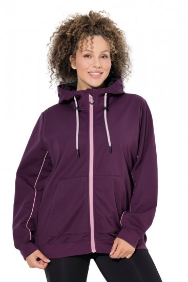 Ulla Popken 843186 Vandenį atstumianti softshell striukė su atšvaitais Vyno raudona - Striukės - Didelių dydžių striukės moterims
