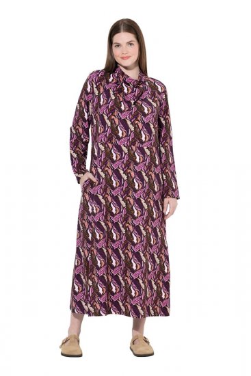 Ulla Popken 843358 Raštuota džemperio tipo suknelė Slyvų - Sportinio audinio suknelės - 