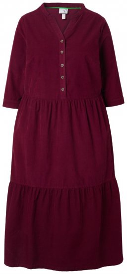 Ulla Popken 843383 Velvetinė suknelė su 3/4 rankovėmis Vyno raudona - Maxi suknelės - Maxi suknelės didesniems dydžiams