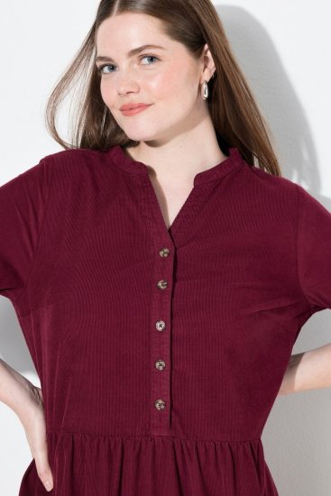 Ulla Popken 843383 Velvetinė suknelė su 3/4 rankovėmis Vyno raudona - Maxi suknelės - Maxi suknelės didesniems dydžiams