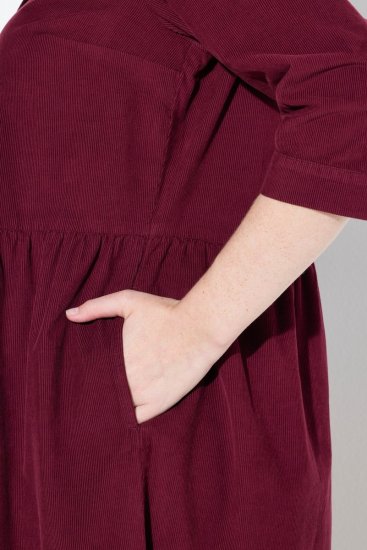 Ulla Popken 843383 Velvetinė suknelė su 3/4 rankovėmis Vyno raudona - Maxi suknelės - Maxi suknelės didesniems dydžiams