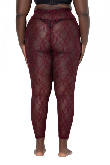 Ulla Popken 844543 Pėdkelnės su nėriniais Vyno raudona - Pėdkelnės & kojinės - 