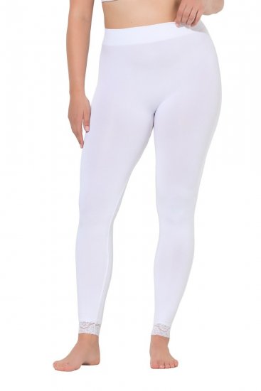 Ulla Popken 844563 Pėdkelnių tamprės su nėriniais Balta - Pėdkelnės & kojinės - 