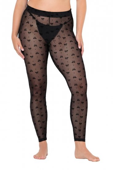 Ulla Popken 844970 Raštuotos pėdkelnių tamprės Juoda - Pėdkelnės & kojinės - 