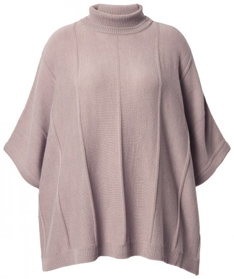 Ulla Popken 844996 Rantytas merino pončas su aukšta apykakle Šviesiai ruda - Pončai ir pelerinos - 