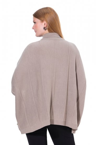 Ulla Popken 844996 Rantytas merino pončas su aukšta apykakle Šviesiai ruda - Pončai ir pelerinos - 