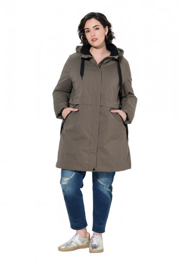 Ulla Popken 845111 Parka Tamsiai žalia - Paltai - Didelių dydžių paltai moterims
