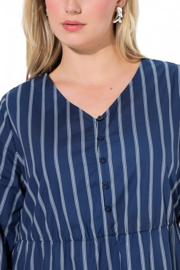 Ulla Popken 845863 Dryžuota suknelė su V formos iškirpte Tamsiai mėlyna - Suknelės - Suknelės visiems dydžiams
