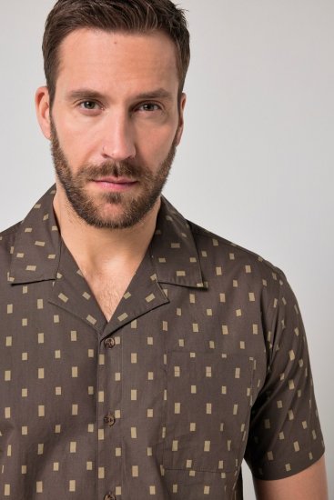 JP1880 Boxy Cuba Short Sleeve Shirt Brown - Marškiniai - Marškiniai - 2XL-8XL