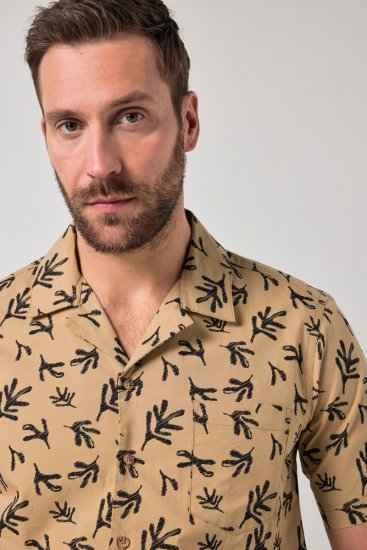 JP1880 Boxy Cuba Short Sleeve Shirt Camel - Marškiniai - Marškiniai - 2XL-8XL
