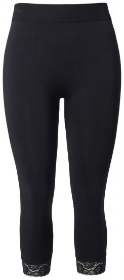 Ulla Popken 846491 3/4 pėdkelnių tamprės su nėriniais Juoda - Pėdkelnės & kojinės - 