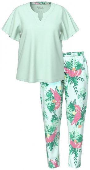 Ulla Popken 846971 Pižama su raštu Šviesiai žalia - Pižama/Loungewear - 