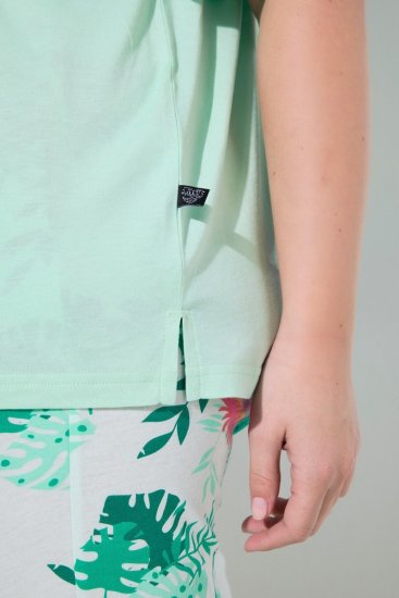 Ulla Popken 846971 Pižama su raštu Šviesiai žalia - Pižama/Loungewear - 
