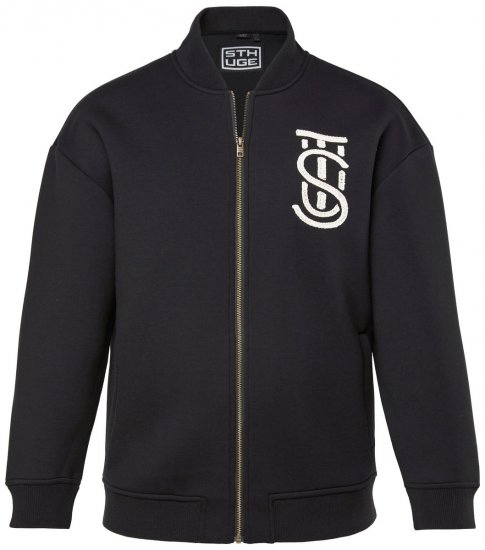 STHUGE 847083 Varsity striukė iš scuba audinio Juoda - Didelės vyriškos striukės - Didelės vyriškos striukės