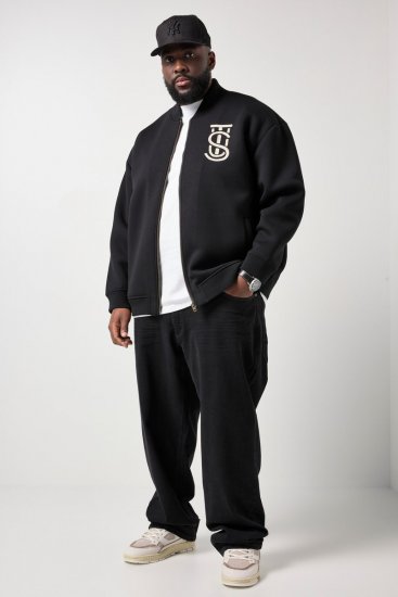 STHUGE 847083 Varsity striukė iš scuba audinio Juoda - Didelės vyriškos striukės - Didelės vyriškos striukės