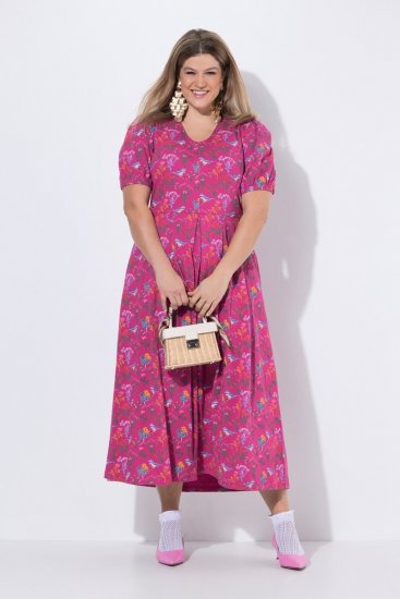 Ulla Popken 847409 Raštuota maxi suknelė Uogų raudona - Maxi suknelės - Maxi suknelės didesniems dydžiams