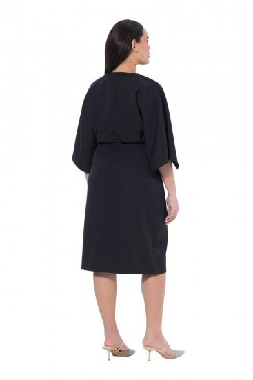 Ulla Popken 847909 Gėlėta midi suknelė Juoda - Midi suknelės - Moteriškos midi suknelės didesniais dydžiais