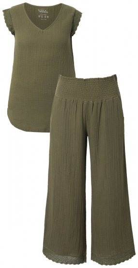 Ulla Popken 848131 Pižama su nėriniais Alyvuogių žalia - Pižama/Loungewear - 