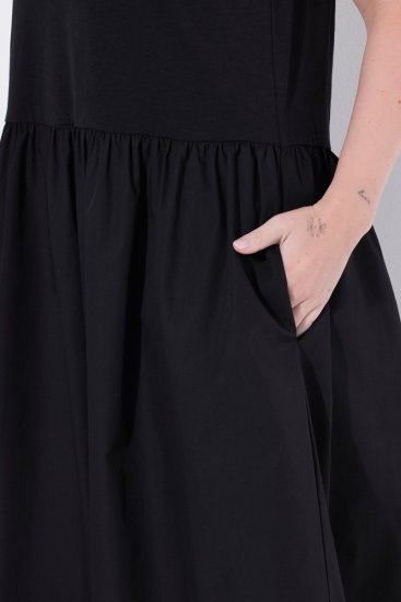 Ulla Popken 848305 Midi suknelė be rankovių su V formos iškirpte Juoda - Midi suknelės - Moteriškos midi suknelės didesniais dydžiais