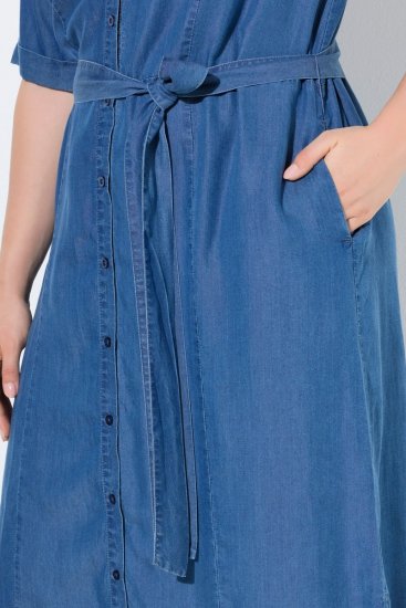 Ulla Popken 848491 Marškininė suknelė Džinsinė mėlyna - Midi suknelės - Moteriškos midi suknelės didesniais dydžiais