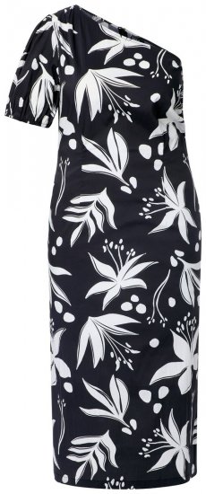 Ulla Popken 848510 Gėlėta midi suknelė Juoda - Midi suknelės - Moteriškos midi suknelės didesniais dydžiais