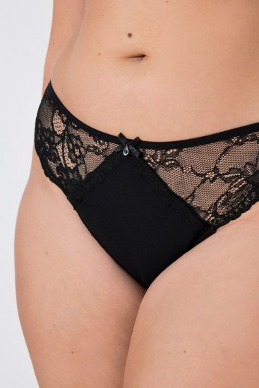 Ulla Popken 848522 Stringai su nėriniais 3 vnt. Juoda - Kelnaitės - 