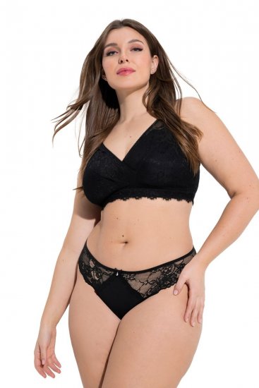Ulla Popken 848522 Stringai su nėriniais 3 vnt. Juoda - Kelnaitės - 