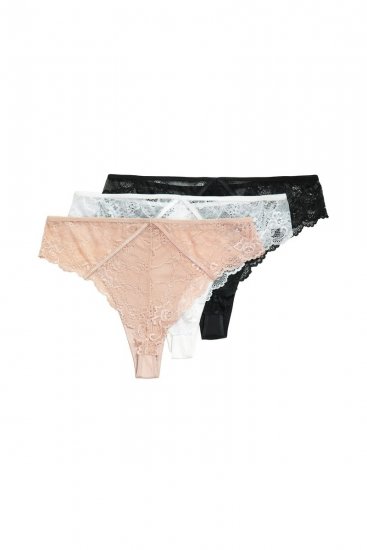 Ulla Popken 848522 Stringai su nėriniais 3 vnt. Juoda - Kelnaitės - 